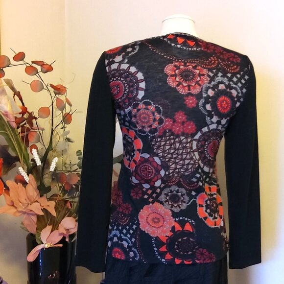 NWOT Zoe Women’s Multi Color Print Lightweight Long Sleeve Knit Cardigan Sweater - Picture 7 of 7